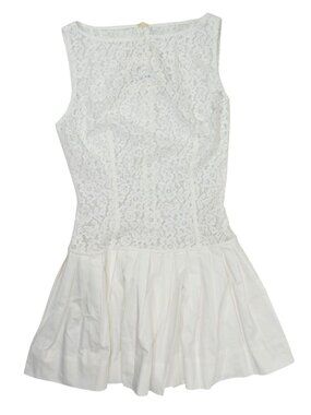 SAME Los Angeles Lace Poplin Mini Dress in White